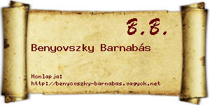 Benyovszky Barnabás névjegykártya