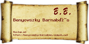 Benyovszky Barnabás névjegykártya